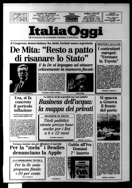 Italia oggi : quotidiano di economia finanza e politica